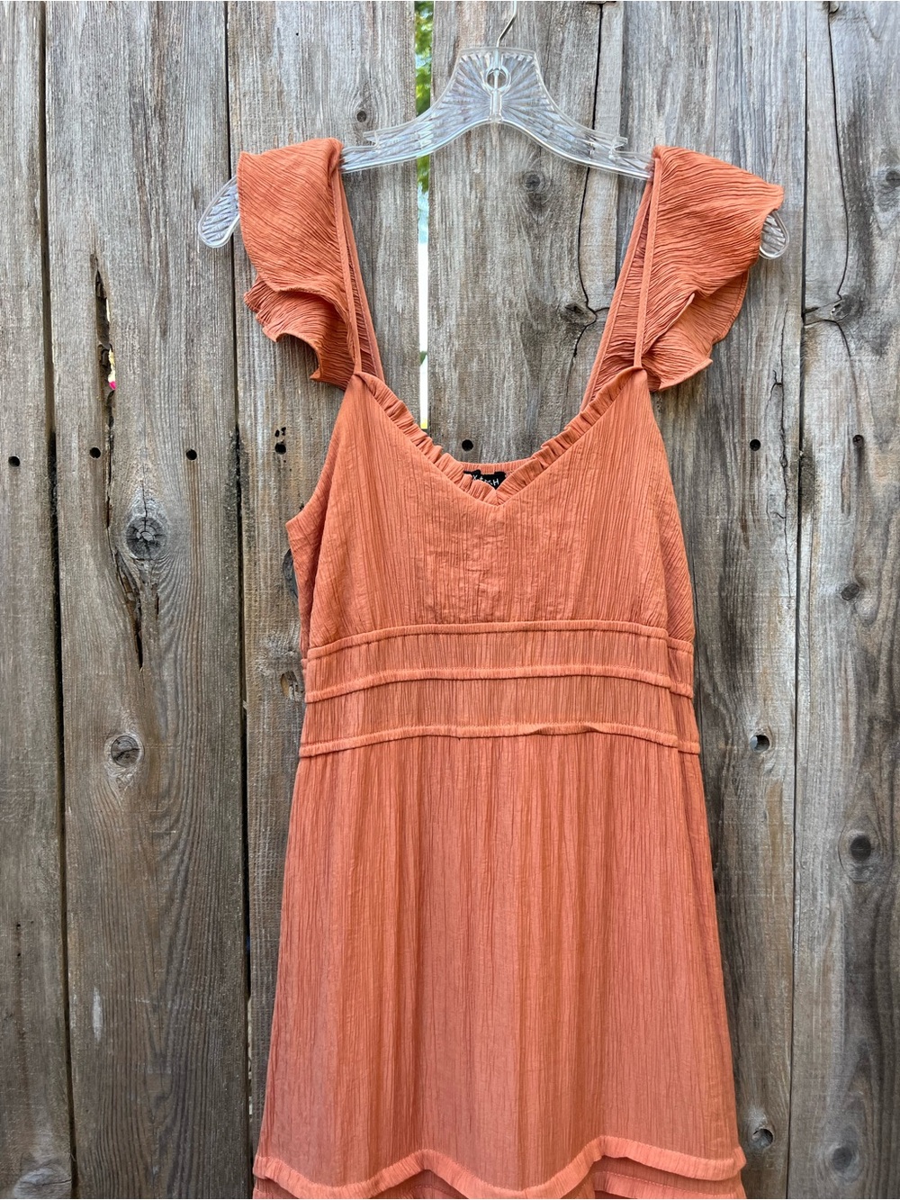Sleeveless Ruffle Strap Maxi Dress in Burnt Orange